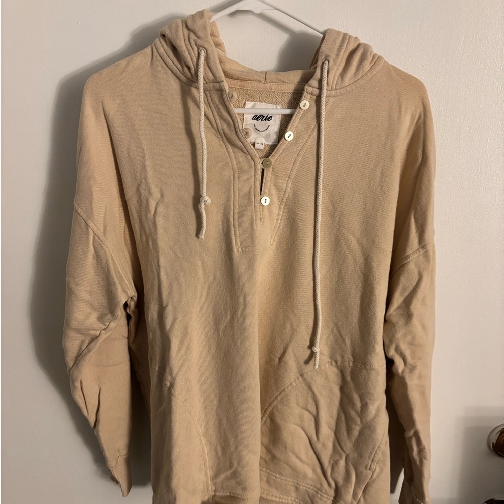 Aerie Cream Button Sweatshirt